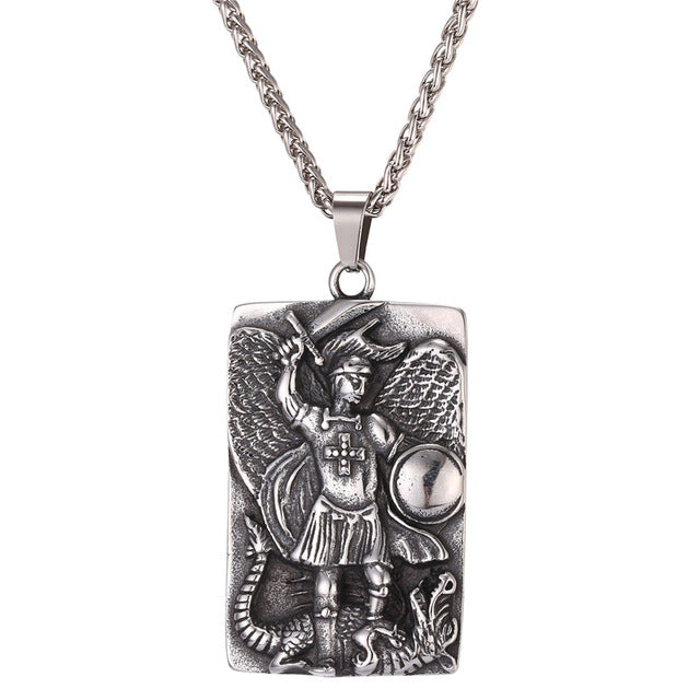 Large Stainless Steel St. Michael Medallion