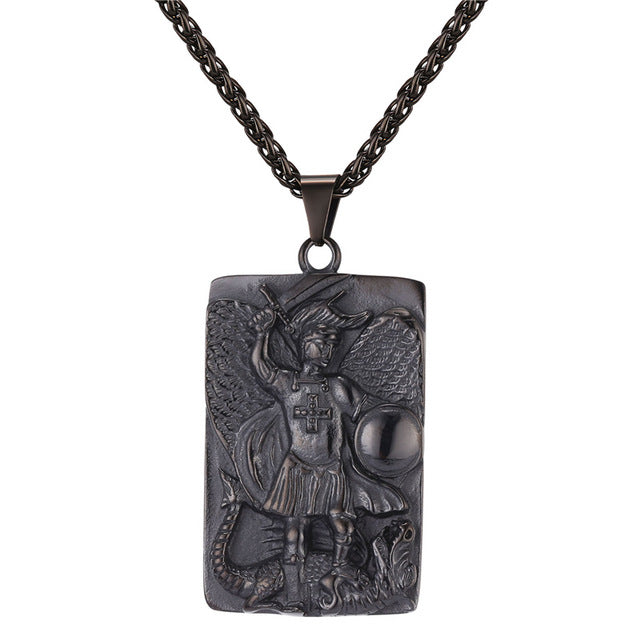 Large Gunmetal-Plated St. Michael Medallion