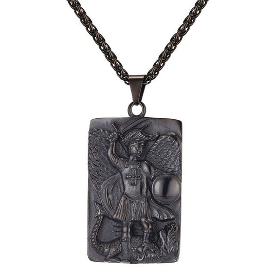 Large Gunmetal-Plated St. Michael Medallion