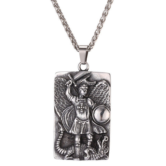 Large Stainless Steel St. Michael Medallion