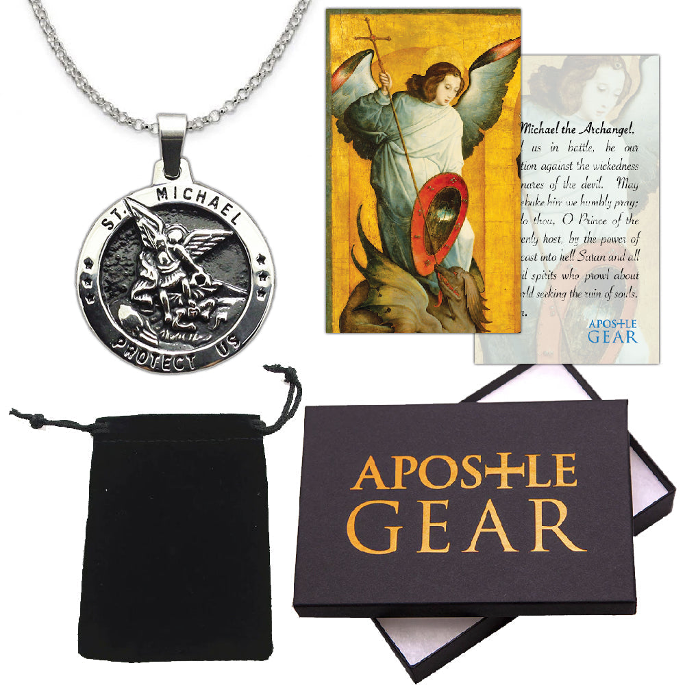 Stainless Steel St. Michael Medal for Men